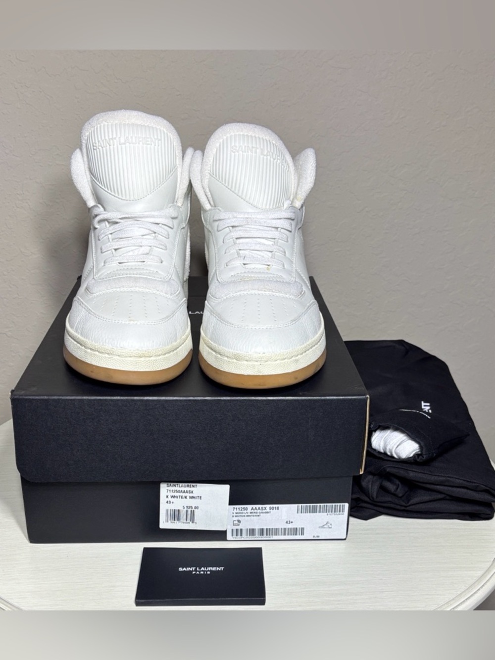 Saint Laurent SL/80 Mid-Top Sneakers - Vintage
White/Gum Sole - Size 43.5 (10.5)